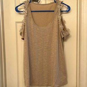 Cutout Floral Lace Shoulder Shirt. Brand New!